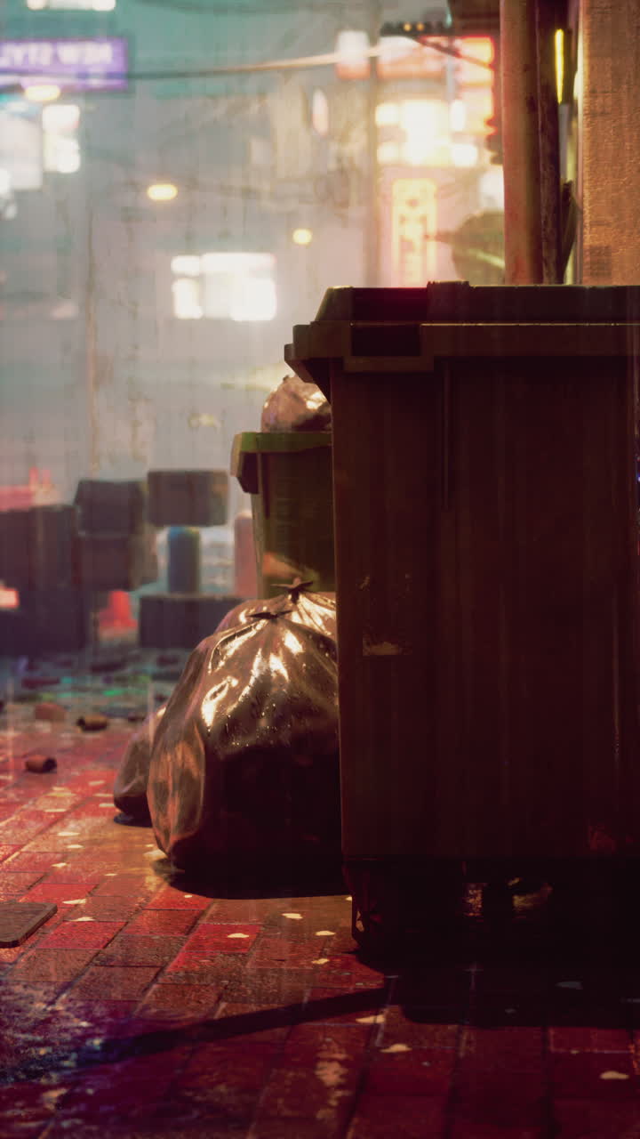 도시의 비오는 밤