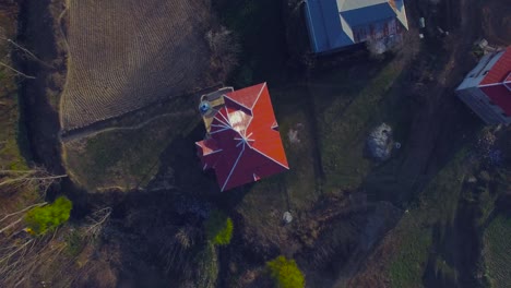 a scary house top view