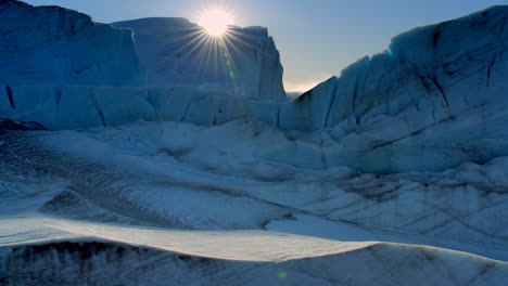 sunburst over a majestic glacier landscape