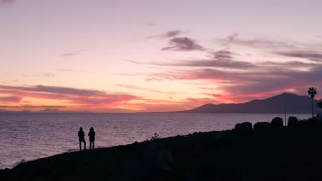 sunset silhouette on the coast