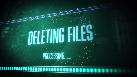 data processing animation with green lines and particles on dark background