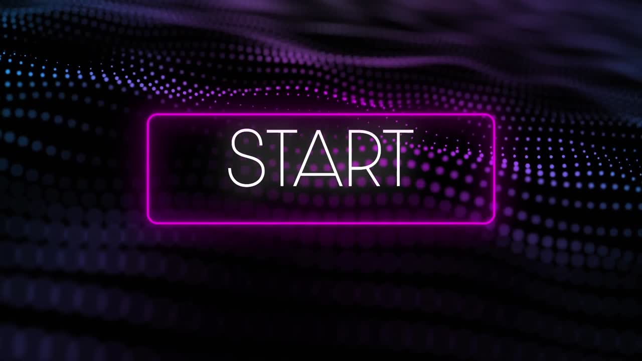 Animation of start text and spots over black background