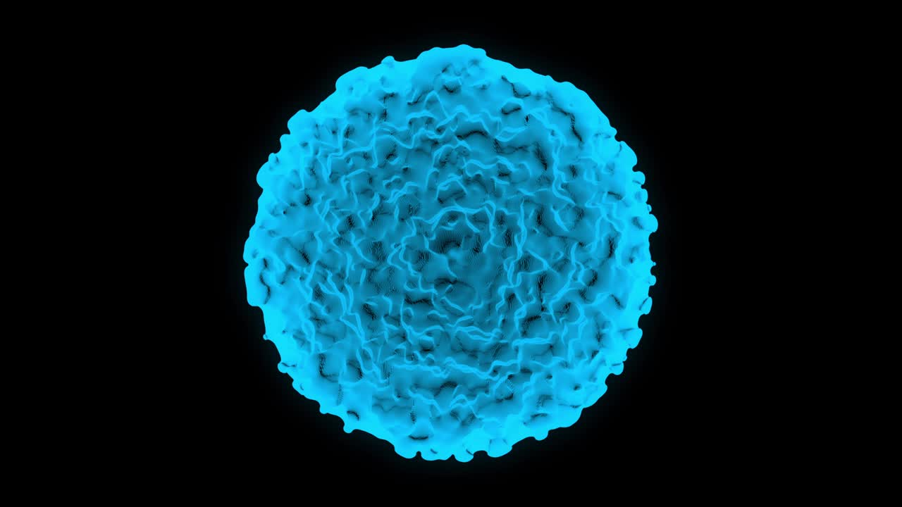 efecto de la enfermedad del virus de la corona 3d mutando y moviéndose bucle azul