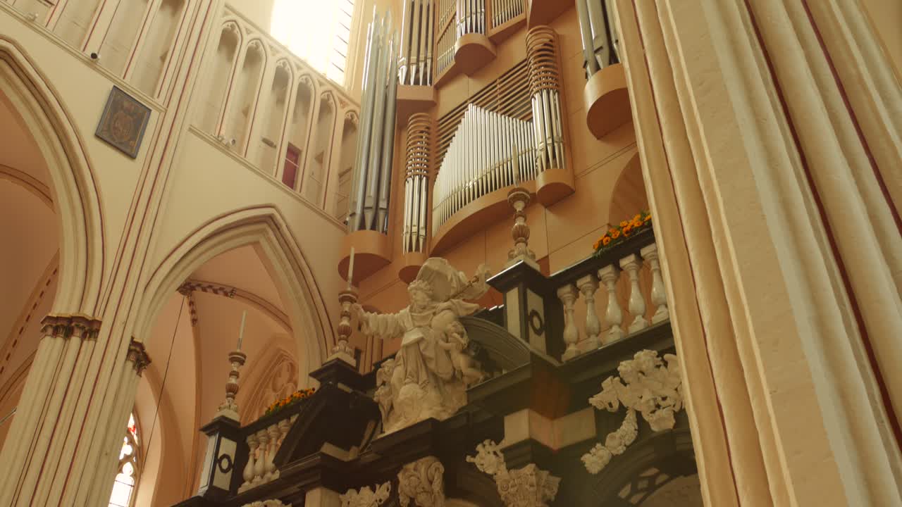 Looking Up On The Statue And Interior Of St