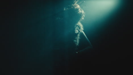 a creepy witch during the night storm