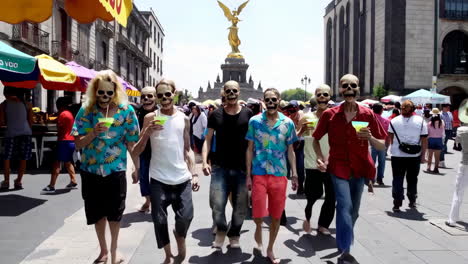 people with skull masks in mexico city