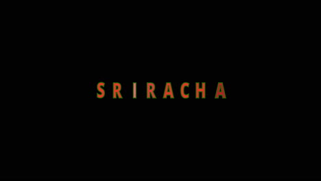 sriracha red jumping text effect with tomatoes icons - text animation on black background