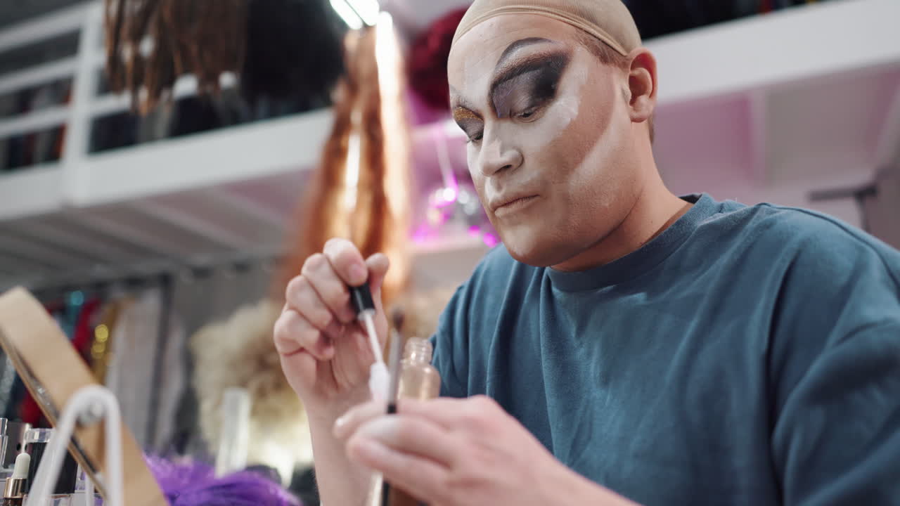 Drag Queen Applying Makeup