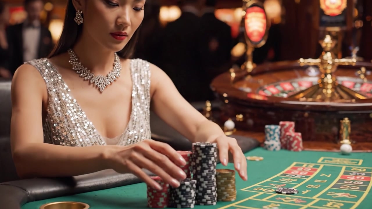 優雅女士在賭桌旁：高賭注與策略交織的華麗夜晚，於奢華博彩環境中精彩上演