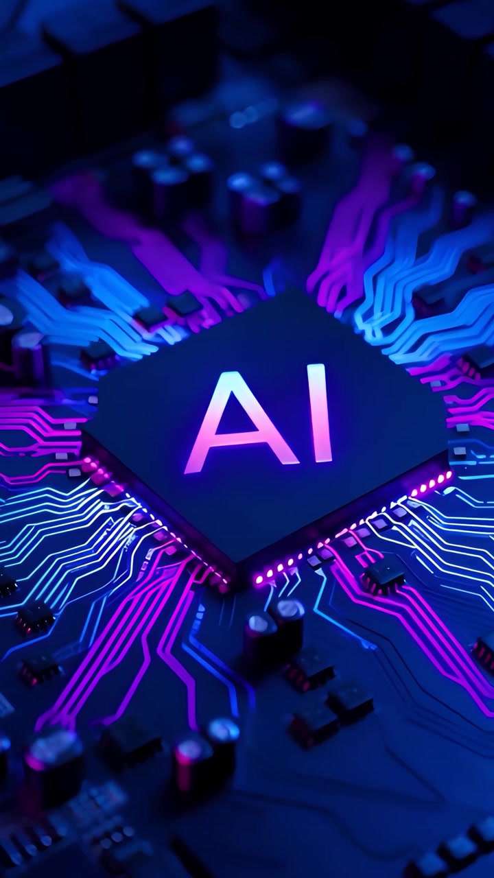 Futuristische KI-Chip-Motherboard-Technologie Hintergrund 4K