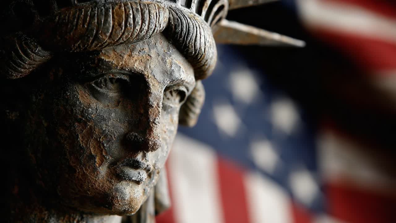 A Close-Up Perspective of an Iconic Symbol of Freedom and Democracy, Reflecting the Enduring Spirit of a Nation Against a Background of Patriotism