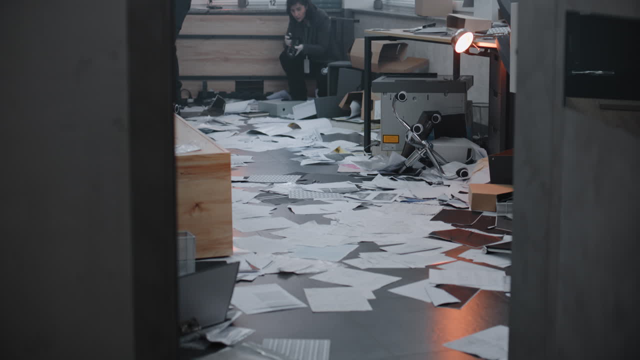 oficina desorganizada y dañada