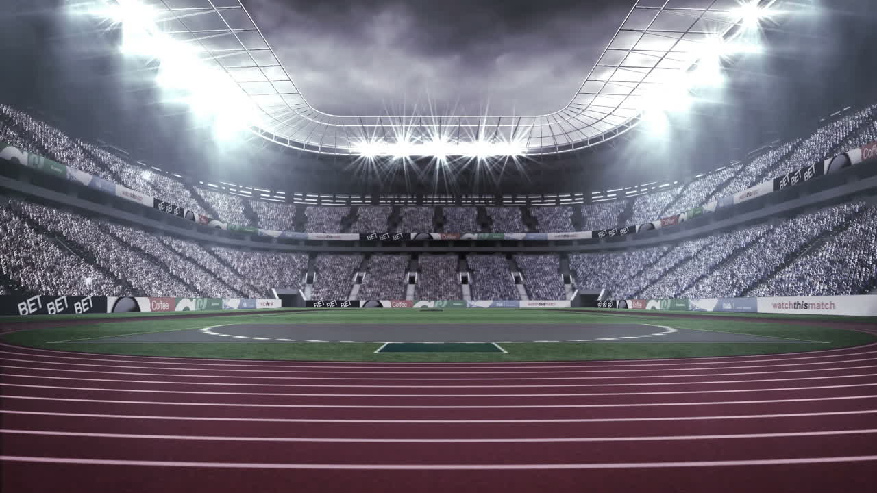 육상 경기장 4k의 디지털로 생성된 비디오