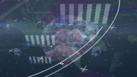 animation of statistics and data processing over dark background