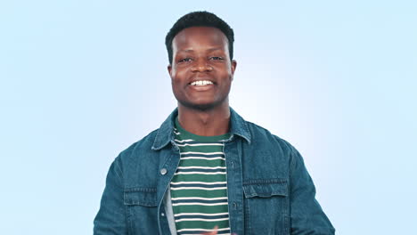 african man, laughing and arms crossed in studio