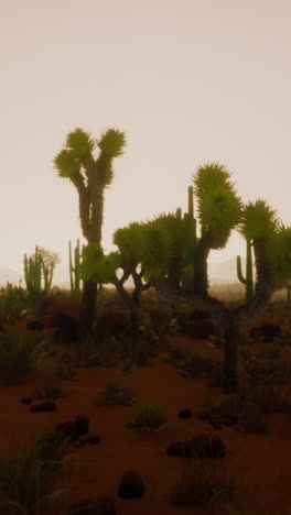 un hermoso paisaje desértico con cactus y montañas en el fondo