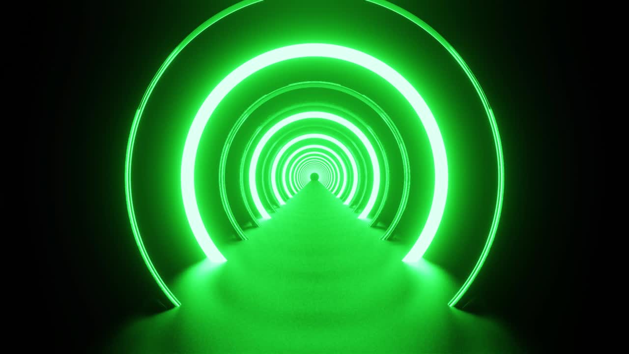 Neon green round circle tunnel background VJ loop
