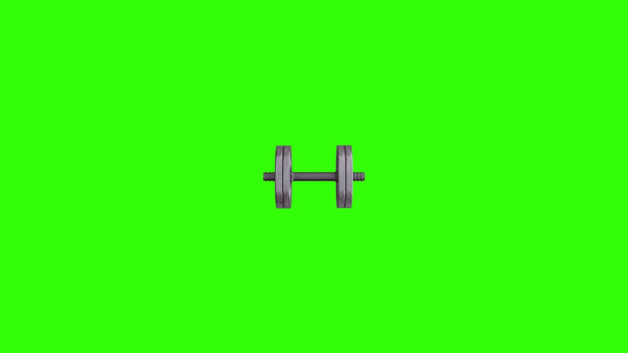 Gym dumbbell transition on a green screen - chromakey background