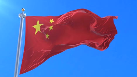 flag of the republic of china waving at wind with blue sky, loop