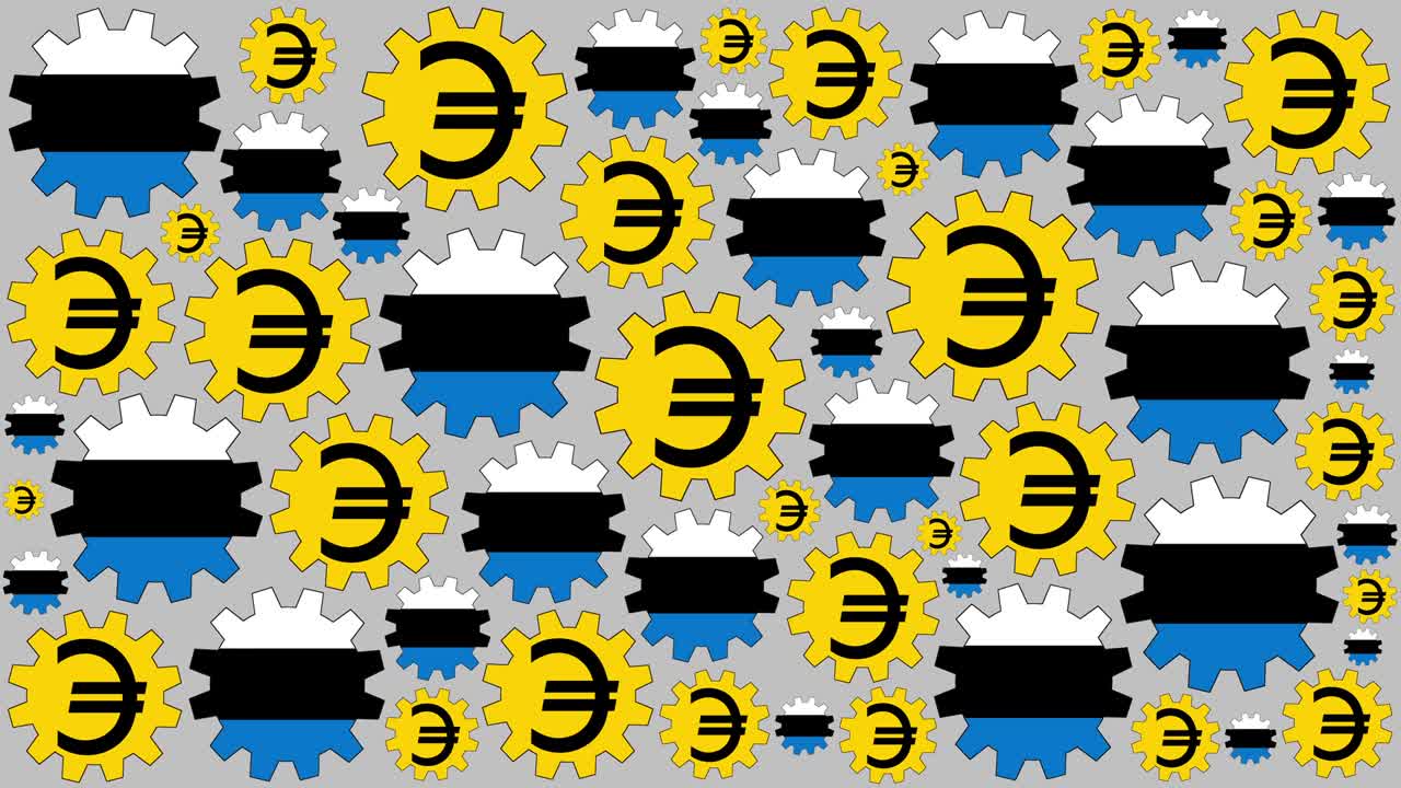 에스토니아 발과 유로 표지 기어 회전 배경