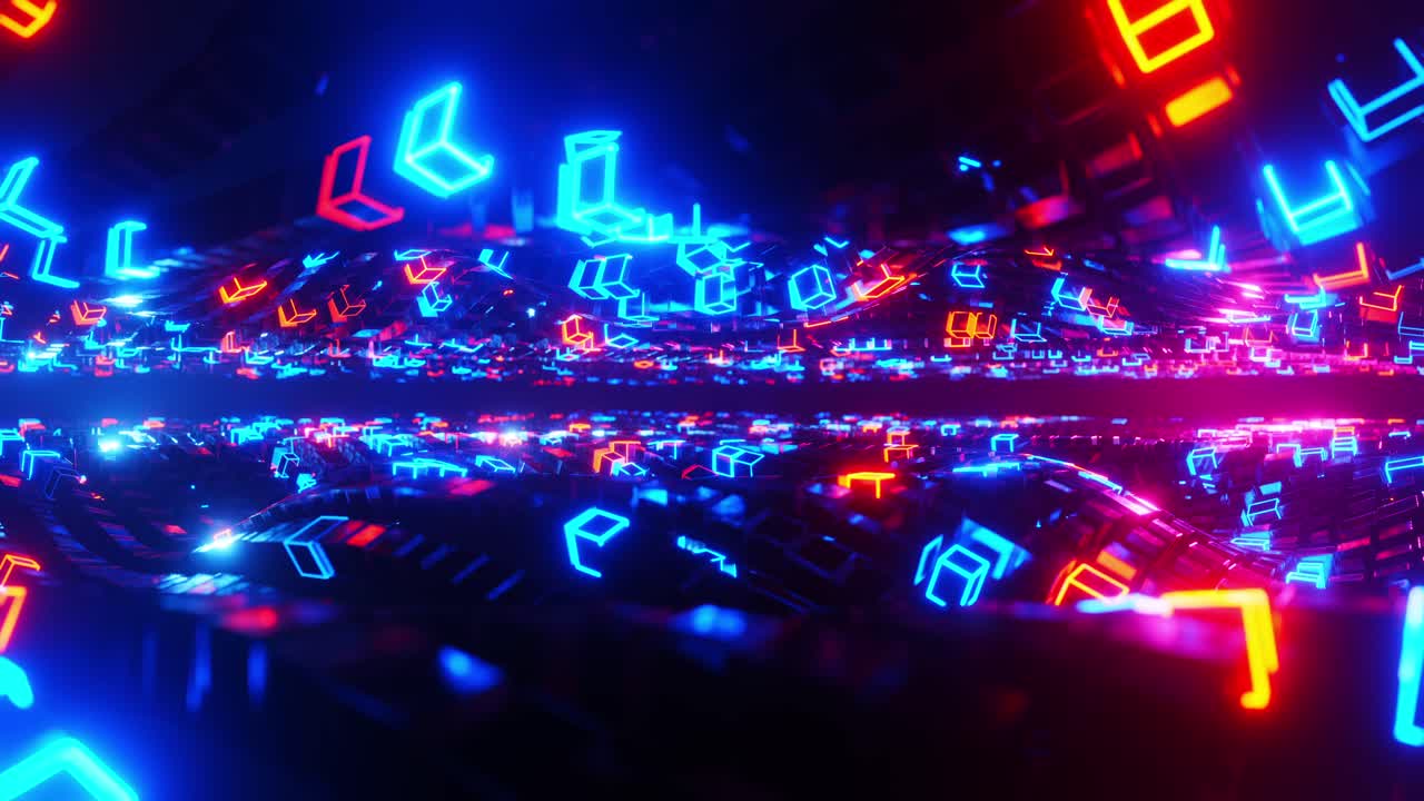 onda de cubo de neón. animación en bucle