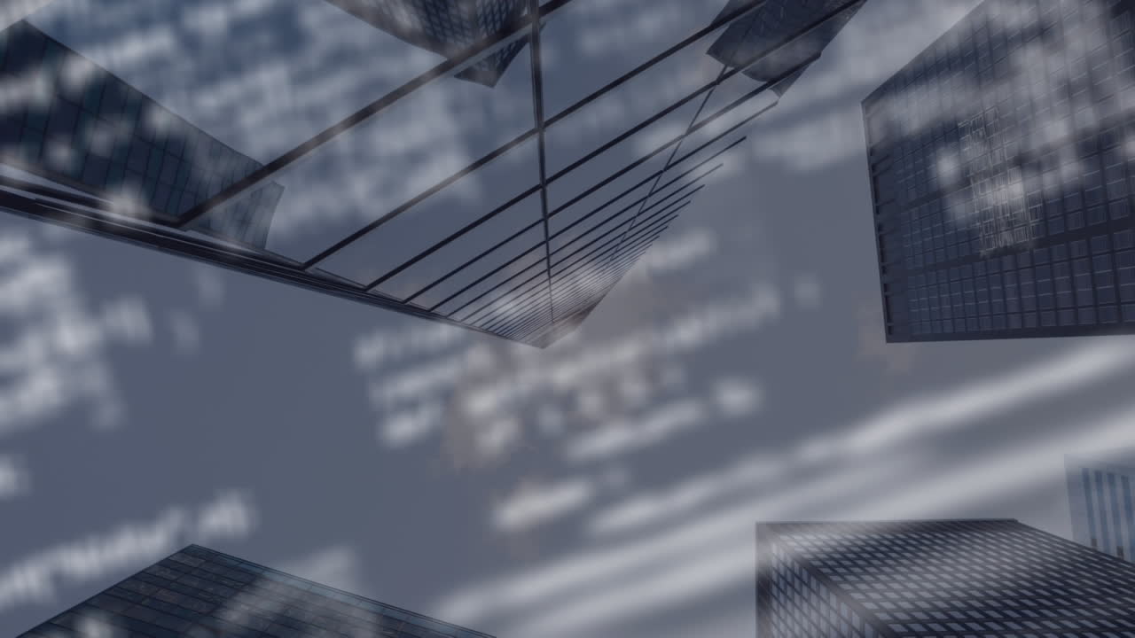 Animation of data processing over cityscape