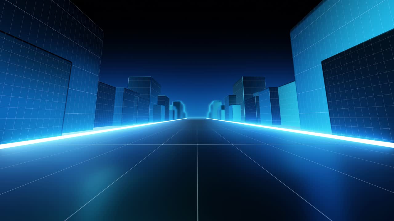 vuelo en una ciudad de neón abstracta