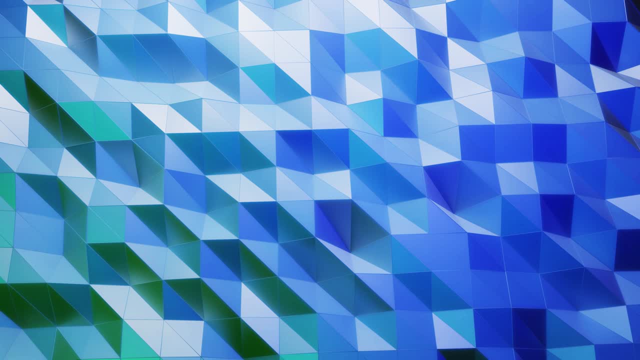 stylish creative abstract low poly background in 4k. Abstract waves move on glossy surface in loop. Smooth soft seamless animation. Simple minimalistic geometric bg. Blue gradient color