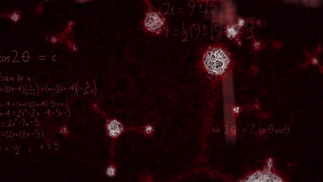 digital composition of macro coronavirus covid19 cells with mathematic formulae on chalkboard