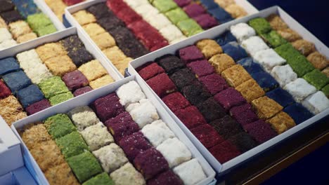 assorted colorful turkish delight in boxes