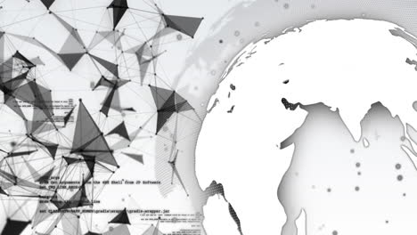 animación del procesamiento de datos a través de redes y globo