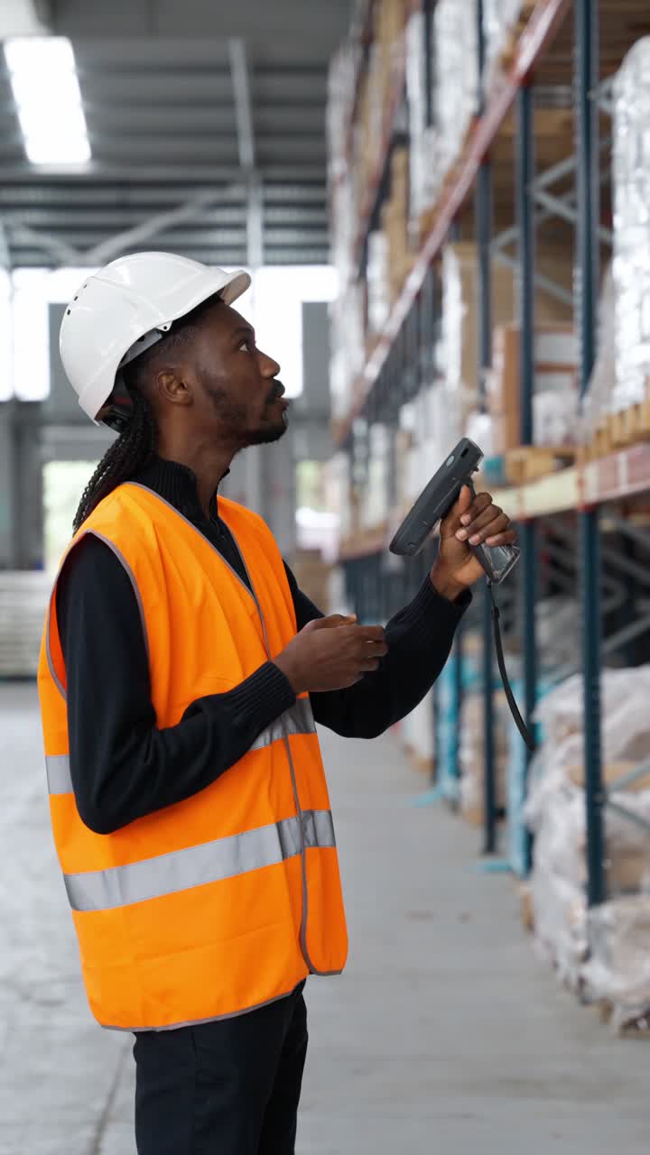 Warehouse worker scanning inventory