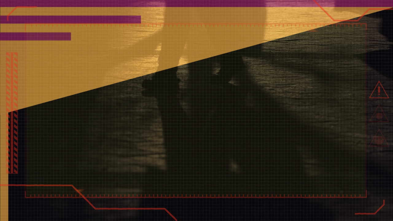 animación de una pantalla digital sobre personas que caminan por la calle