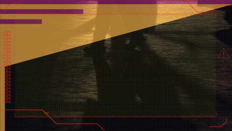 animation of digital screen over people walking on street