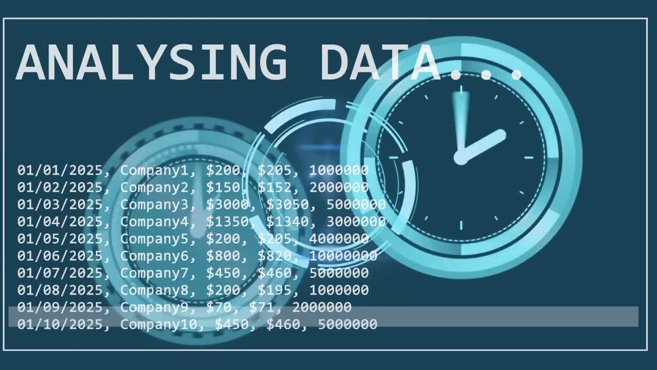 Animation of data processing over clocks