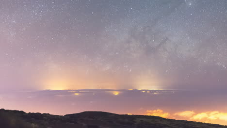 timelapse of the milky way rising over gran canaria island, canary islands