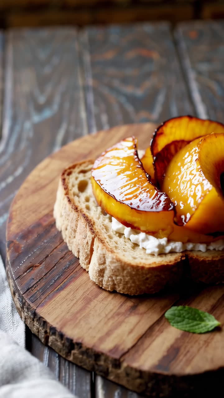 Grilled Peach and Ricotta Toast with Honey Drizzle