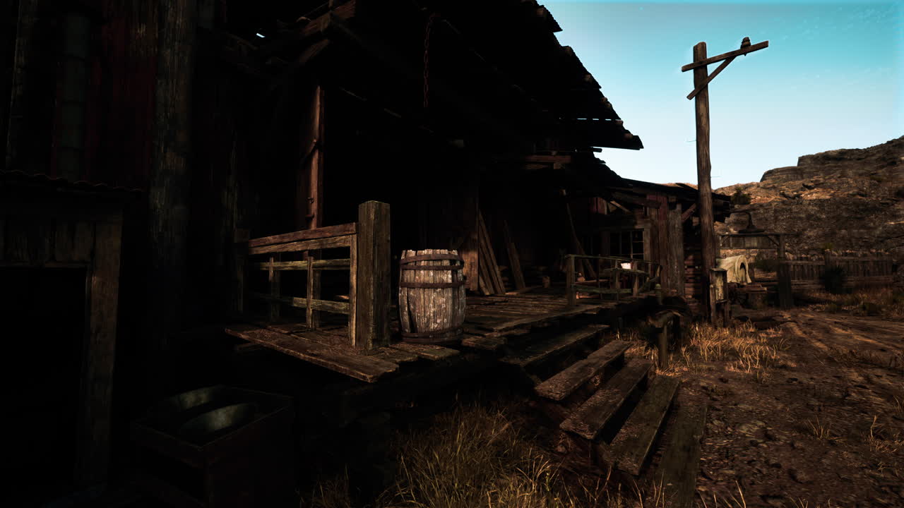 옛 서부 의 목조 오두막