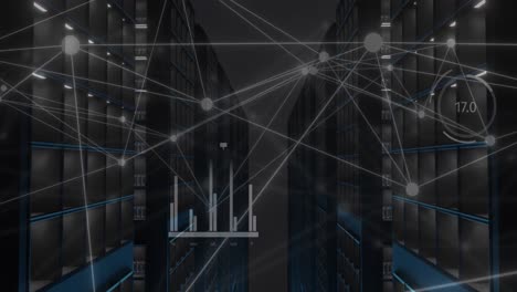 animation of network of connections and data processing over computer servers