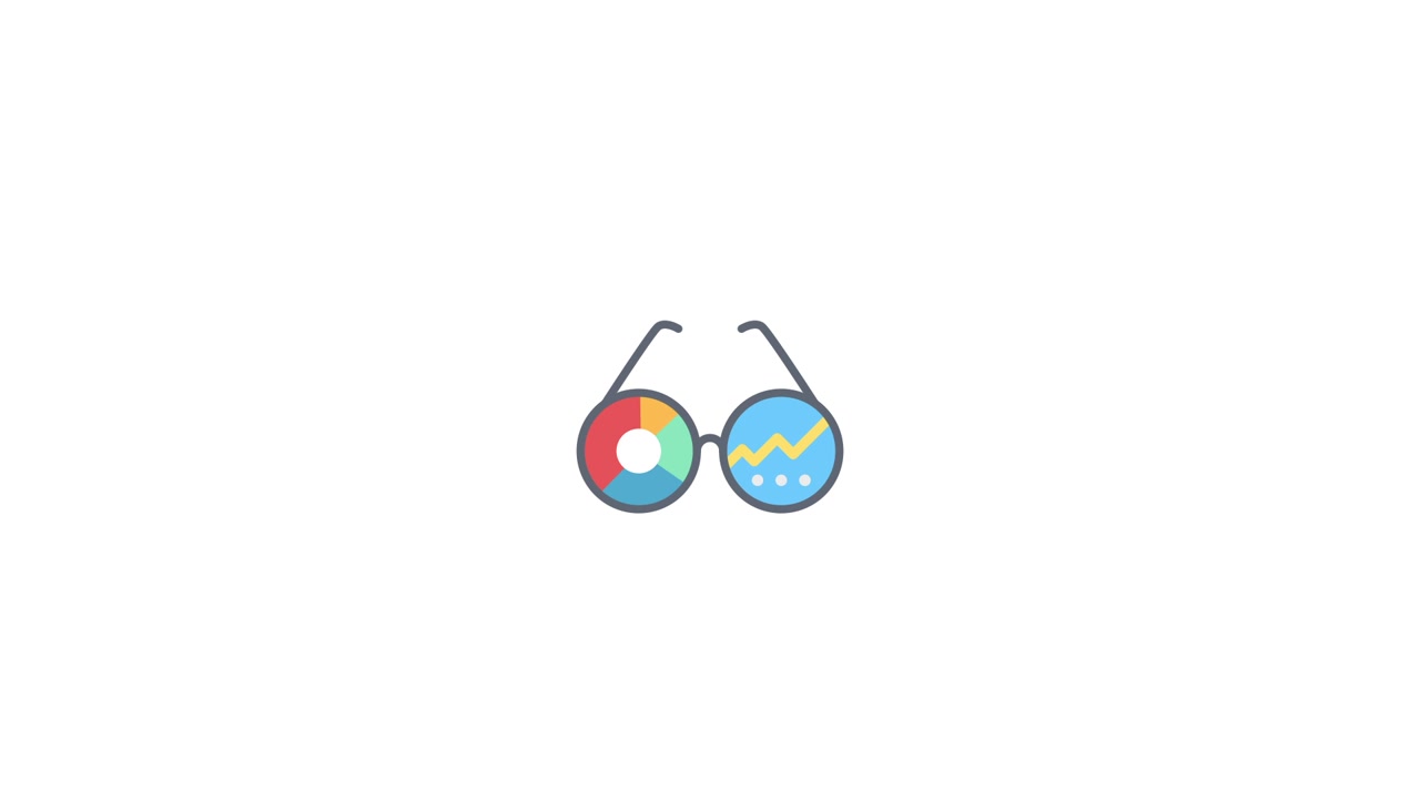 Animated Glasses Icon with Data Analytics and Charts
