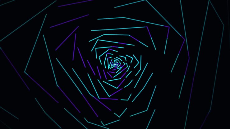 Túnel Abstrato de Linhas Geométricas de Néon Rotativas