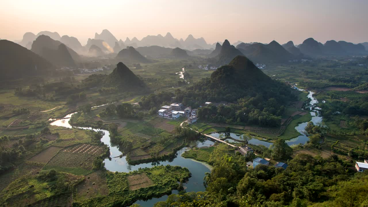 Sunset Landscape of Guilin TL , Li River and Karst mountains called ...
