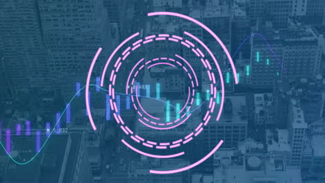 Animation-of-financial-data-processing-over-cityscape