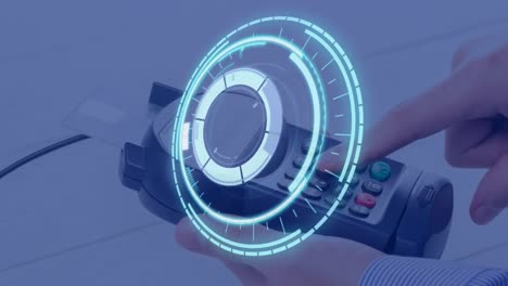 animation of scope scanning over payment terminal