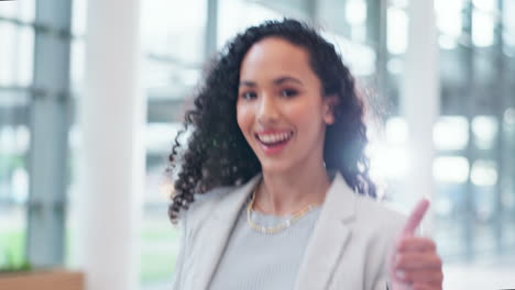 happy business woman, thumbs up