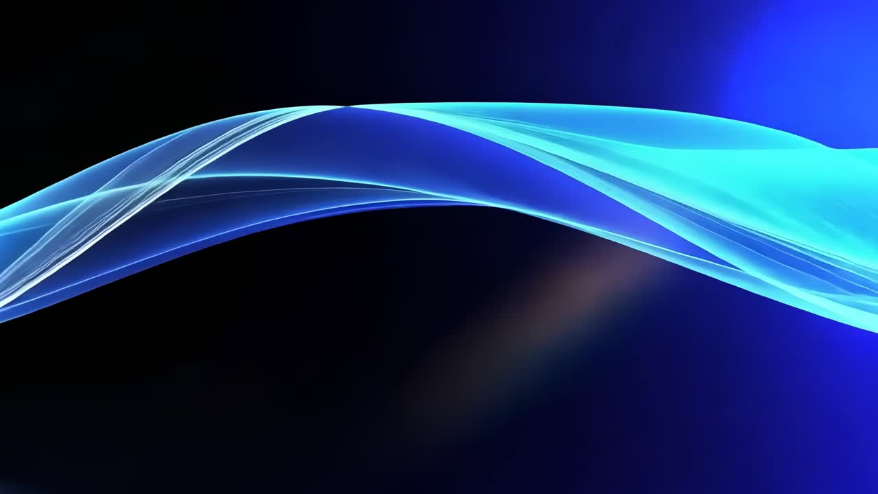 Abstract video concept with flowing blue light waves on a dark background