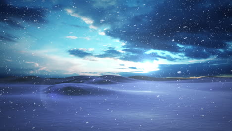 animación de la nieve cayendo sobre el paisaje de invierno