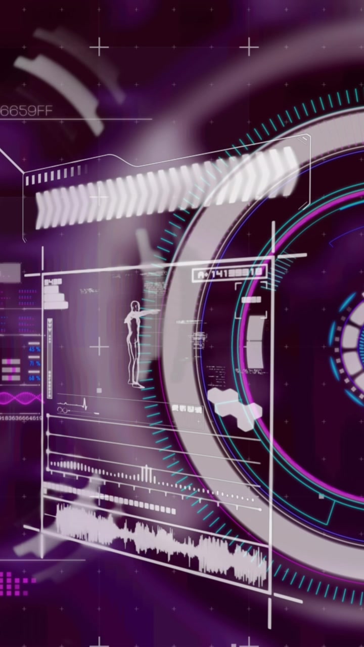 Animation of data processing on black background