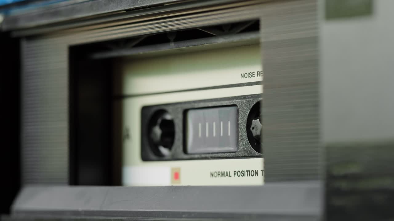 Close-up of a cassette tape player