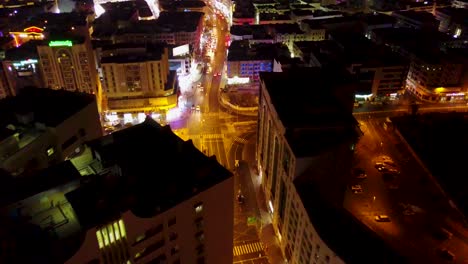 aerial view of a city at night